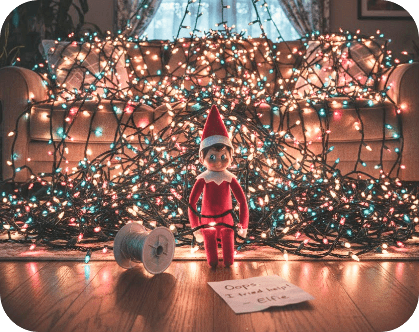 Christmas light tangle mess